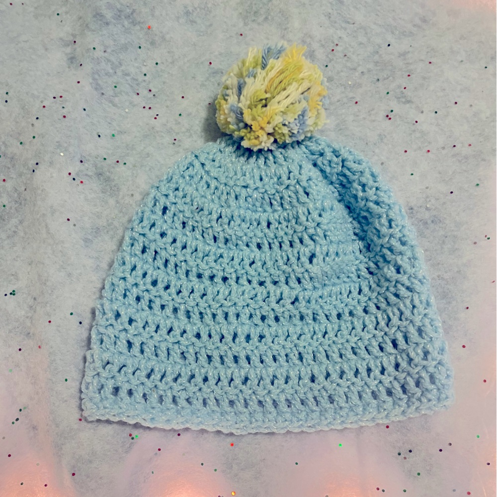 Handmade Children’s Knitted Hat Small Baby Blue